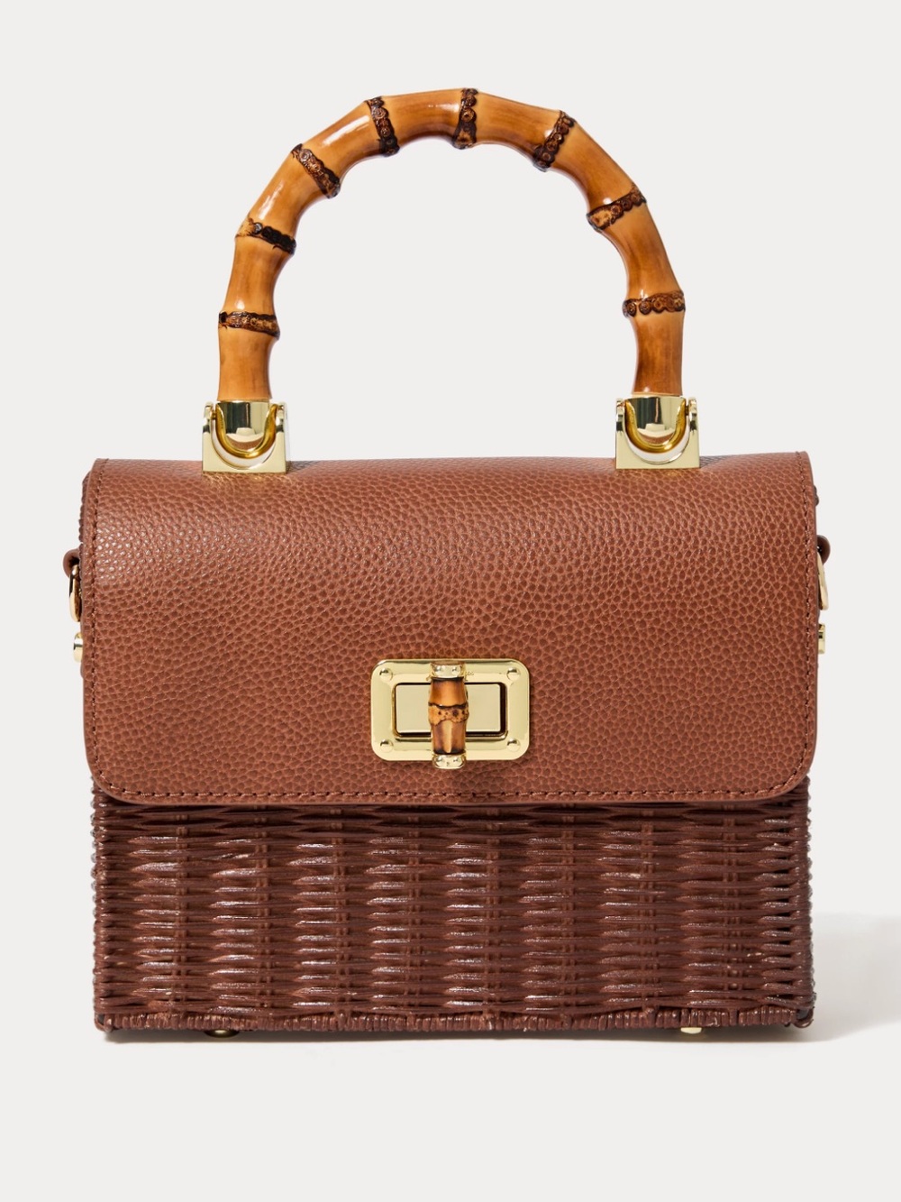 Lilly Pulitzer Brown Maura Wicker Top Handle Bag